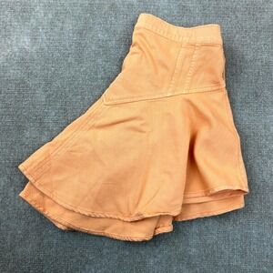 Aerie Find Happy Everywhere Mini Skirt Womens XS Orange Ruffled Elastic Waist